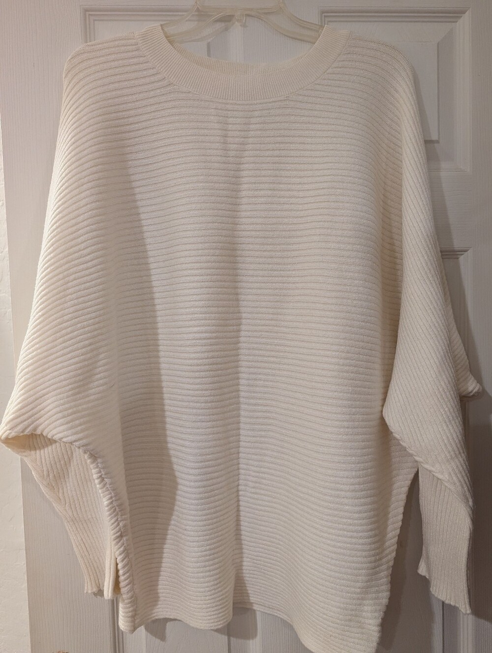 Thick Cream Ribbed Knit Women's Sweater